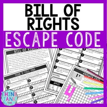 Bill of Rights Comprehension Code Escape Room - Close Reading - Constitution