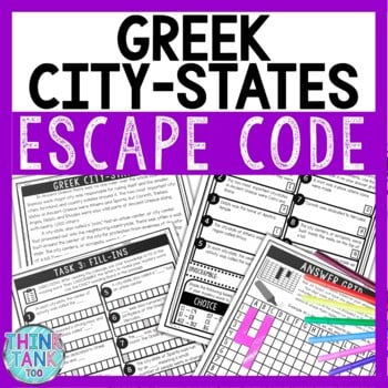 Ancient Greece City-States Comprehension Code Escape Room - Close Reading