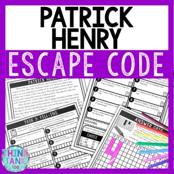 Patrick Henry Comprehension Code Escape Room - Revolutionary War