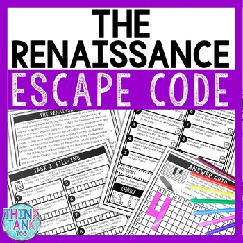 Renaissance Comprehension Code Escape Room - Close Reading - Middle Ages