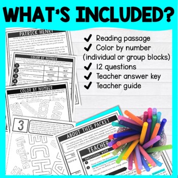 Patrick Henry Color by Number - Close Reading & Text Marking - Image 2