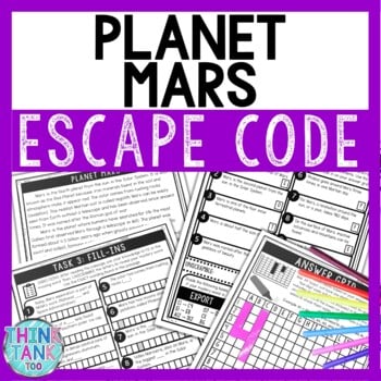 Planet Mars Comprehension Code Escape Room - Close Reading - Solar System