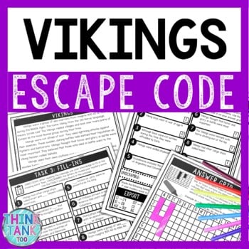 Vikings Comprehension Code Escape Room - Close Reading - Middle Ages