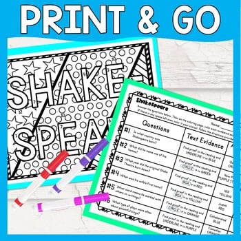 Shakespeare Color by Number, Reading Passage and Text Marking - Image 3