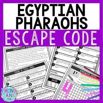 Egyptian Pharaohs Comprehension Code Escape Room - Close Reading - Ancient Egypt