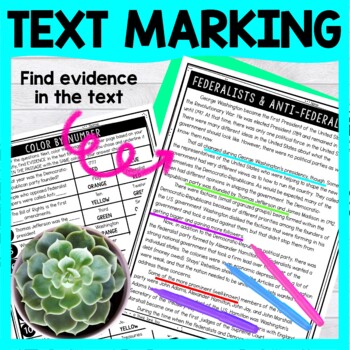 Federalists and Anti-Federalists Color by Number - Close Reading & Text Marking - Image 4
