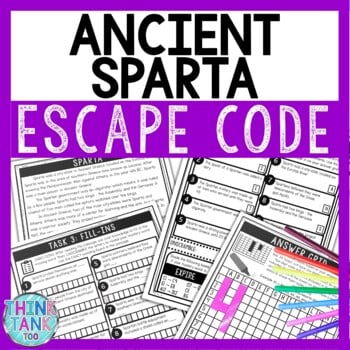 Sparta of Ancient Greece Comprehension Code Escape Room - Close Reading