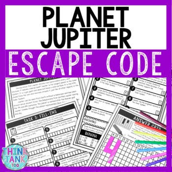 Planet Jupiter Comprehension Code Escape Room - Close Reading - Solar System