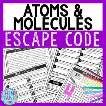 Atoms and Molecules Comprehension Code Escape Room - Close Reading - Chemistry