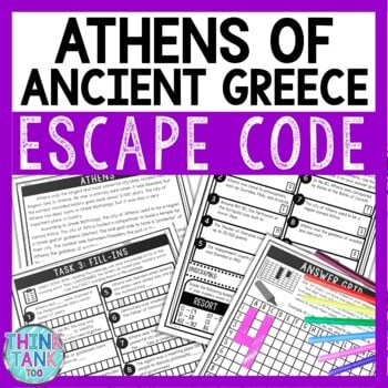 Athens of Ancient Greece Comprehension Code Escape Room - Close Reading