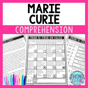 Marie Curie Comprehension Challenge - Close Reading - Women's History Month