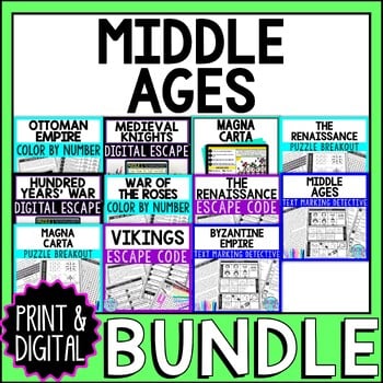 Middle Ages Medieval Period BUNDLE - Escape Room - Reading Comprehension