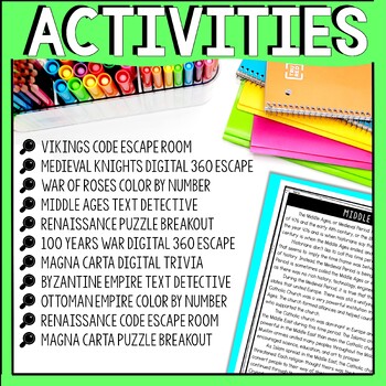 Middle Ages Medieval Period BUNDLE - Escape Room - Reading Comprehension - Image 4
