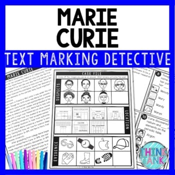 Marie Curie Text Marking Detective Mystery - Reading Passage - Women's History