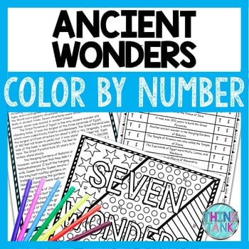 7 Wonders of the Ancient World Color by Number, Reading Passage and Text Marking