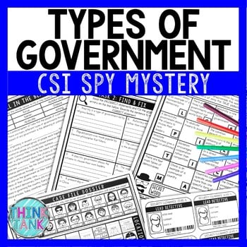 Types of Government Reading Comprehension CSI Spy Mystery - Close Reading