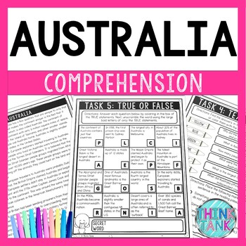 Australia Comprehension Challenge - Close Reading - World Geography - Continents