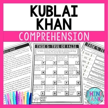Kublai Khan Comprehension Challenge - Close Reading - Ancient China