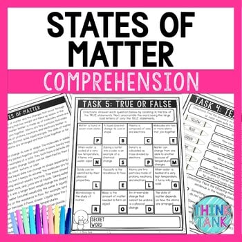 States of Matter Comprehension Challenge - Close Reading - Chemistry