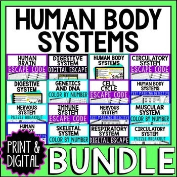 Human Body Systems BUNDLE - Escape Room - Reading Comprehension - Biology