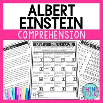 Albert Einstein Comprehension Challenge - Close Reading - Physics - Scientist