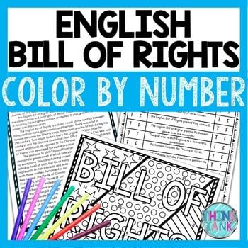 English Bill of Rights Color by Number, Reading Passage and Text Marking