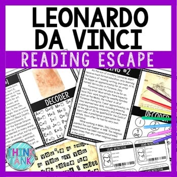 Leonardo da Vinci Reading Comprehension and Puzzle Escape Room - Art History