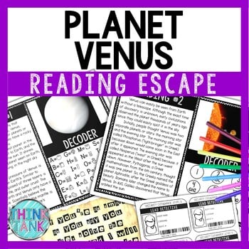 Planet Venus Reading Comprehension and Puzzle Escape Room - Solar System