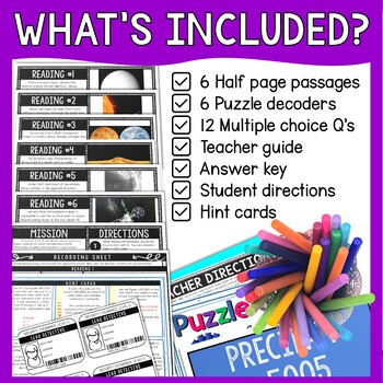 Planet Venus Reading Comprehension and Puzzle Escape Room - Solar System - Image 2