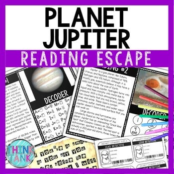 Planet Jupiter Reading Comprehension and Puzzle Escape Room - Solar System
