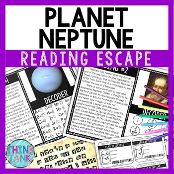 Planet Neptune Reading Comprehension and Puzzle Escape Room - Solar System