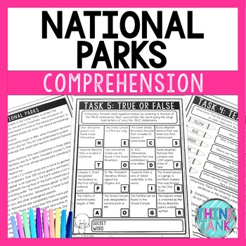 National Parks Comprehension Challenge - Close Reading - U.S. Geography