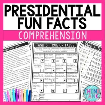 President Fun Facts Comprehension Challenge - Close Reading - Presidents Day