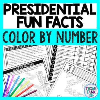Presidential Fun Facts Color by Number - Close Reading & Text Marking