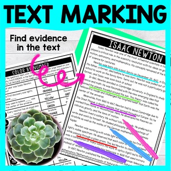 Isaac Newton Color by Number - Close Reading & Text Marking - Image 4
