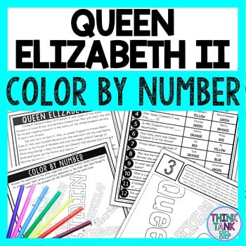 Queen Elizabeth II Color by Number - Close Reading & Text Marking