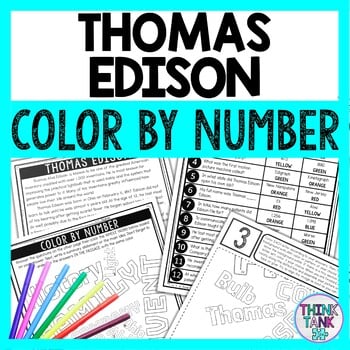 Thomas Edison Color by Number - Close Reading & Text Marking