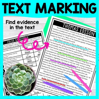 Thomas Edison Color by Number - Close Reading & Text Marking - Image 4