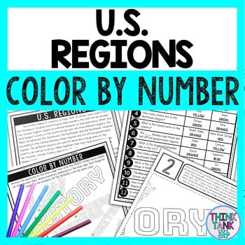 Regions of the United States Color by Number - Close Reading & Text Marking