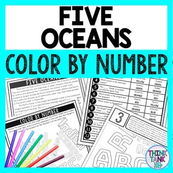 Five Oceans Color by Number - Close Reading & Text Marking - Geography