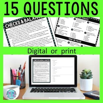 Checks and Balances DIGITAL Reading Passage & Questions Self Grading - Image 2