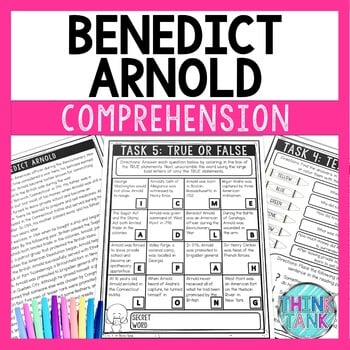 Benedict Arnold Comprehension Challenge - Close Reading - Revolutionary War