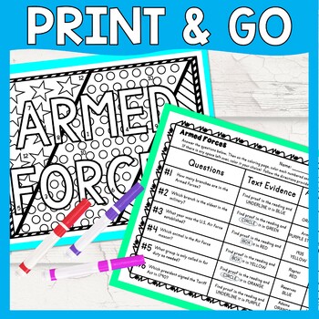U.S. Armed Forces Color by Number, Reading Passage and Text Marking - Image 3