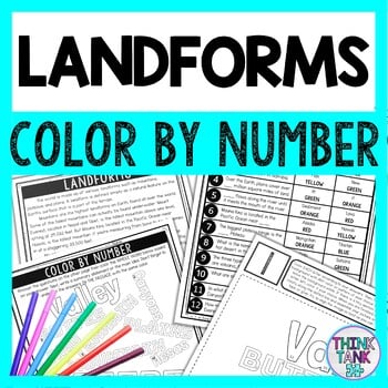 Landforms Color by Number - Close Reading & Text Marking - Geography