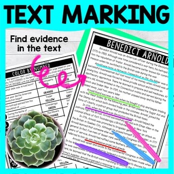 Benedict Arnold Color by Number - Close Reading & Text Marking - Image 4