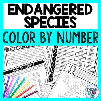 Endangered Species Color by Number - Close Reading & Text Marking