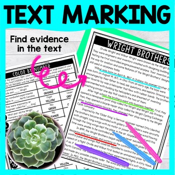 Wright Brothers Cycle Color by Number - Close Reading & Text Marking - Aviation - Image 4