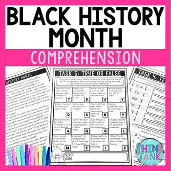 Black History Month Comprehension Challenge - Close Reading - February Activity