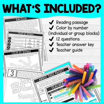 Galileo Galilei Color by Number - Close Reading & Text Marking - Astronomy - Image 2