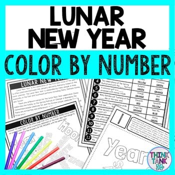 Lunar New Year Color by Number - Close Reading & Text Marking - Holiday